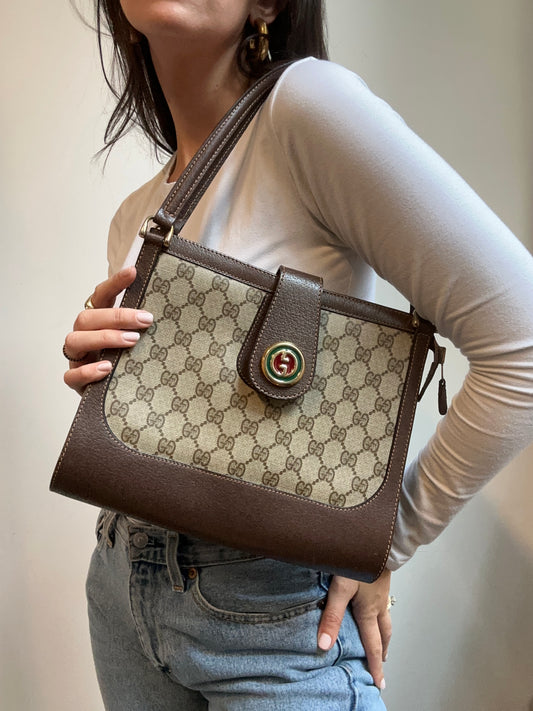 Vintage Gucci Monogram Cube Shoulder Bag