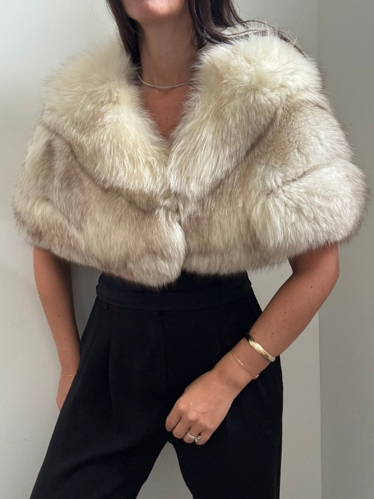 Vintage White Fox Fur Shaw