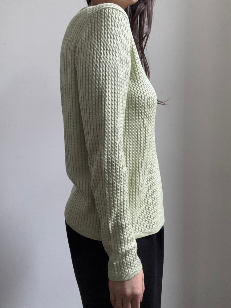 Vintage Neiman Marcus Light Green Button Up Cardi Size Large