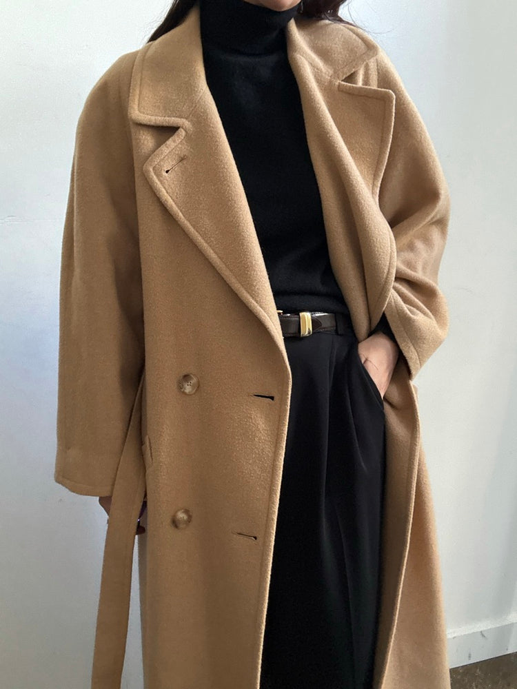 Vintage Camel Hair Belted Trench Size Medium