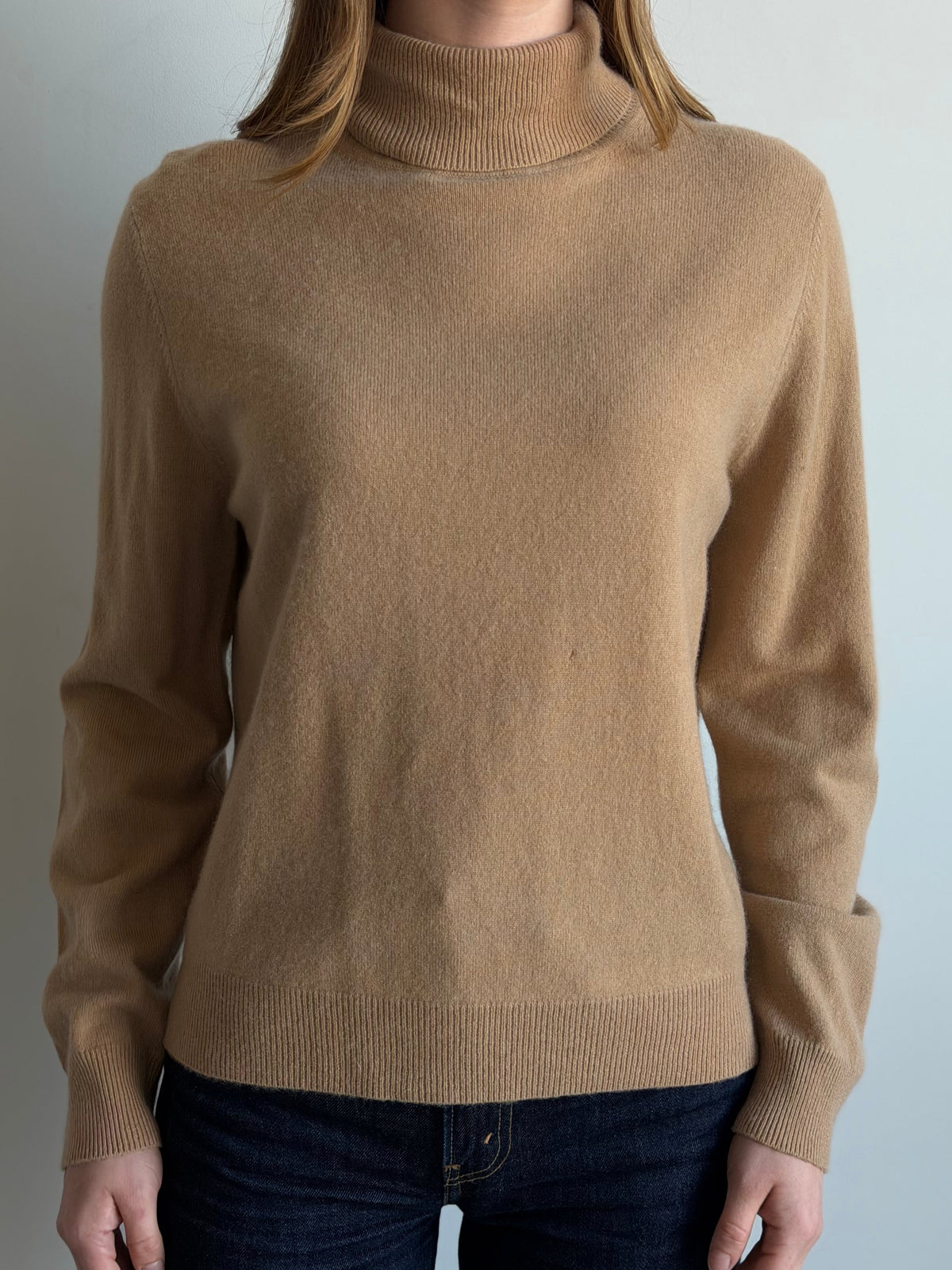 Vintage Beige Cashmere Turtleneck Knit Size Medium