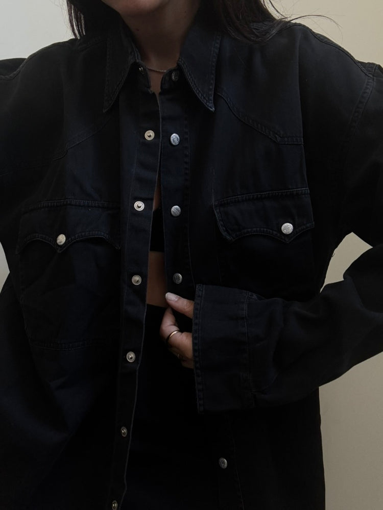Vintage Black Western Style Button-Up Size Large