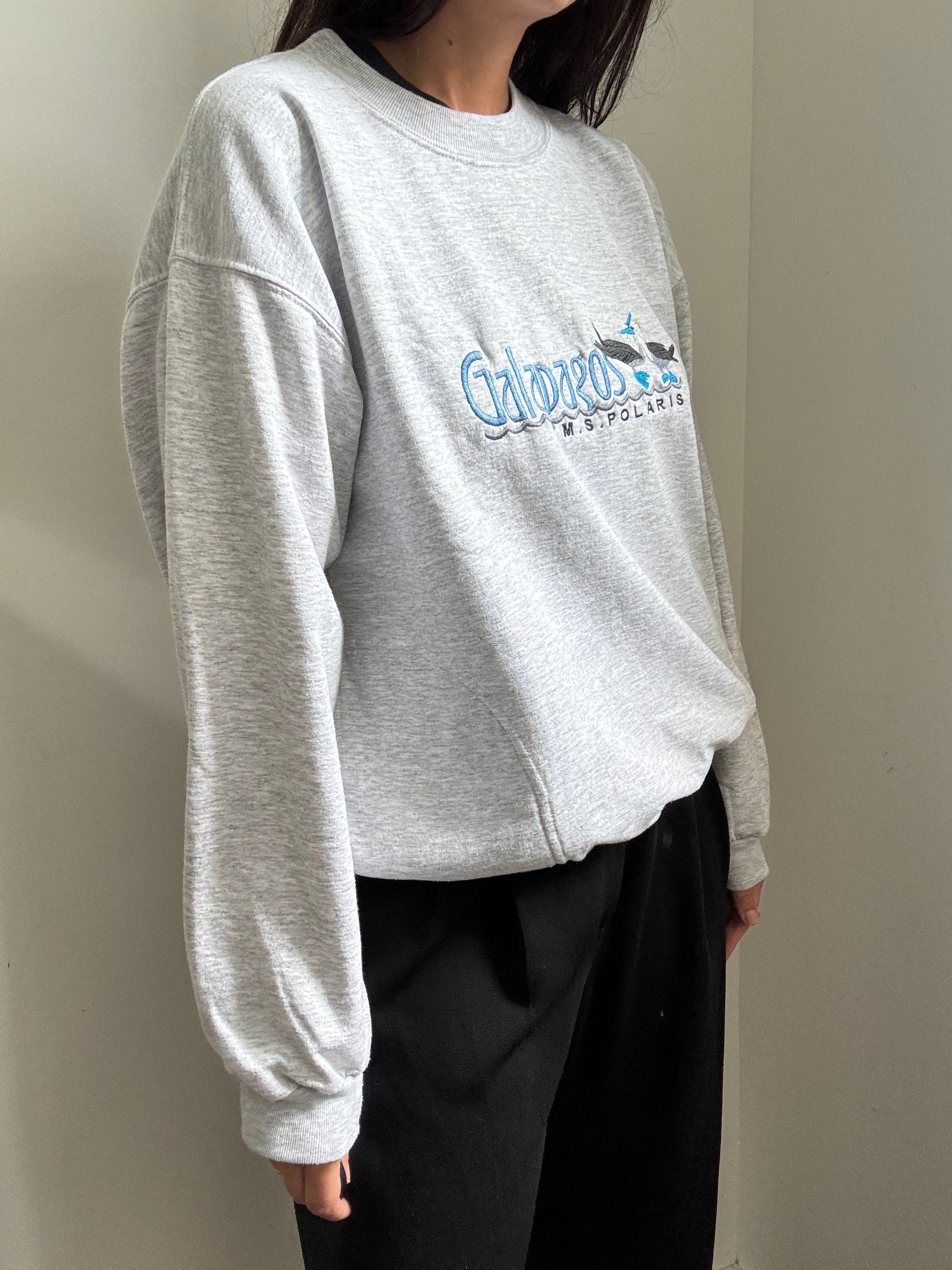 Vintage Heather Gray Galapagos Crewneck Sweater Size Medium