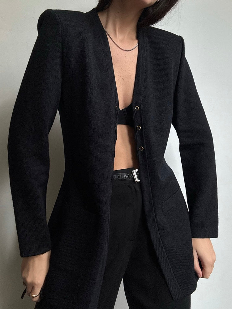 Vintage St. John Black Structured Cardigan