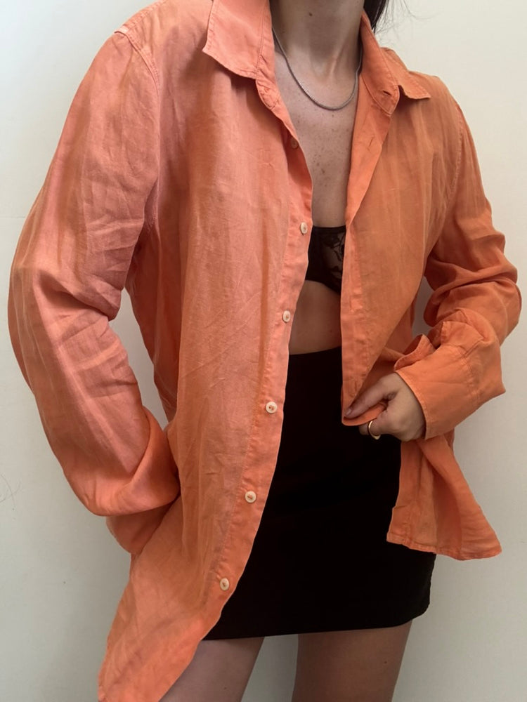 Orange Bamboo Button Down Top Size XL