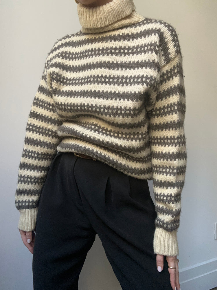 Vintage Wool Striped Turtleneck Sweater Size Small