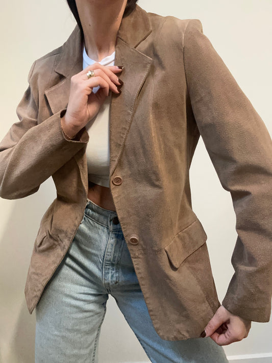 Vintage Tan Two Button Suede Blazer Size 4