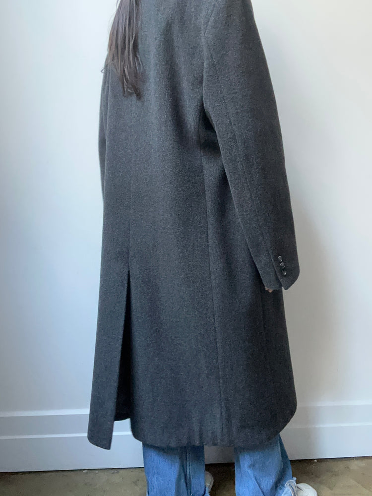 Vintage Charcoal Grey Wool Trench Size M