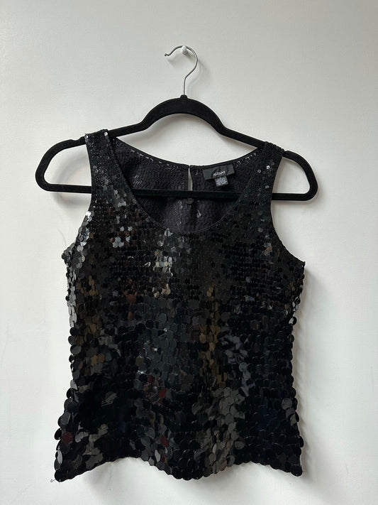 Vintage Black Silk Sequin Tank Size Small