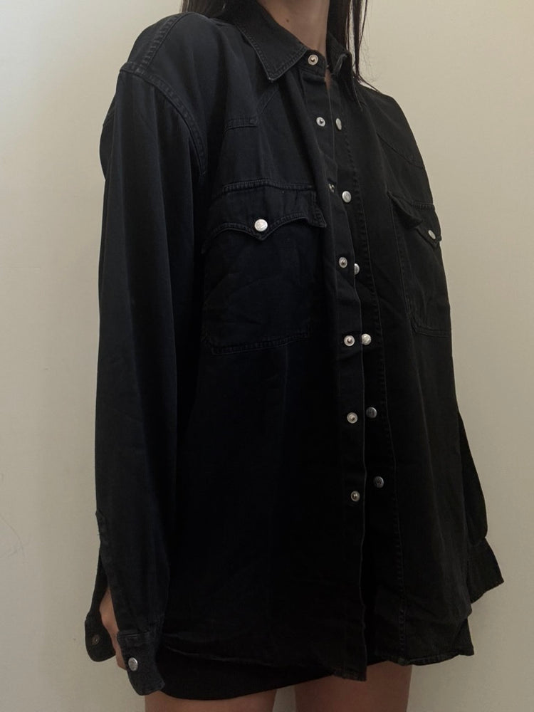 Vintage Black Western Style Button-Up Size Large
