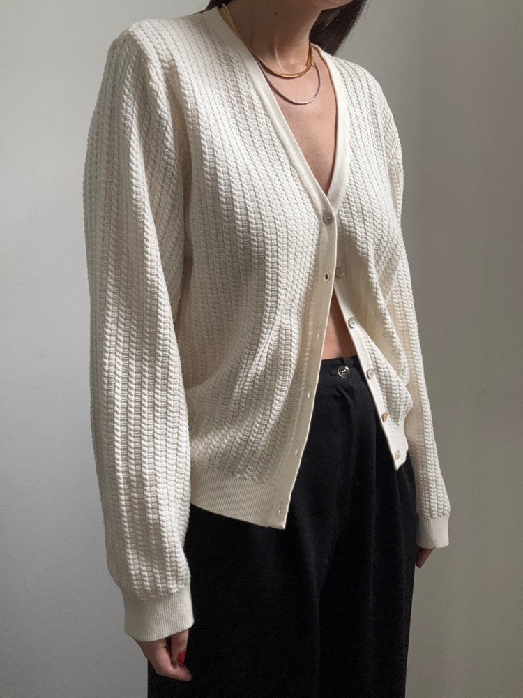 Vintage Ivory Button up Cardigan Size Large