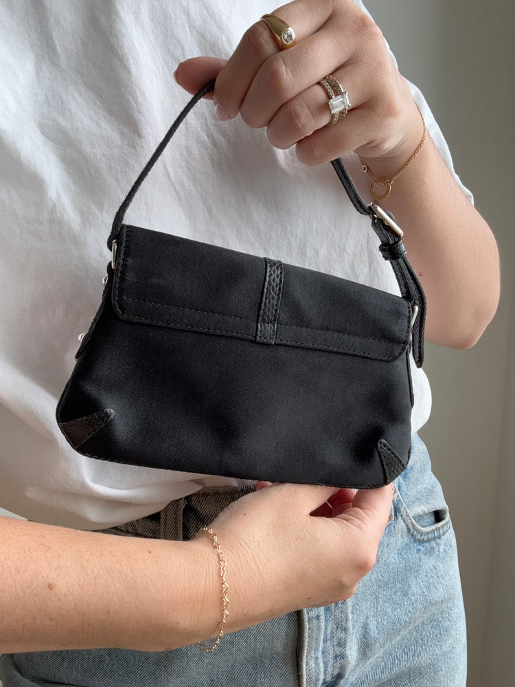 Vintage 90's Mini Gucci Black Satin Bag