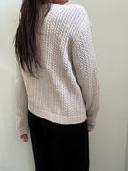 Vintage Cream Cable Knit Cardigan Size M