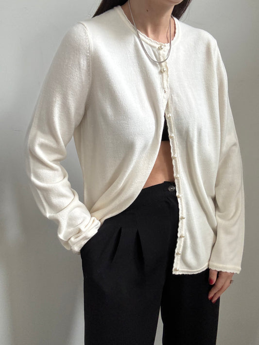 Vintage Ivory Button Up Cardigan Size Large