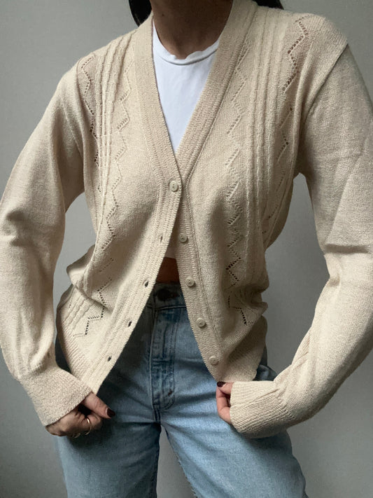 Vintage Italian Beige Cardigan Size S