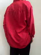 Vintage Red Silk Button Up Blouse Size Medium