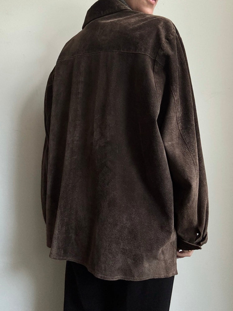 Vintage Brown Suede Button Up Size Medium