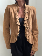 Vintage Suede Ruffle Jacket Size Medium