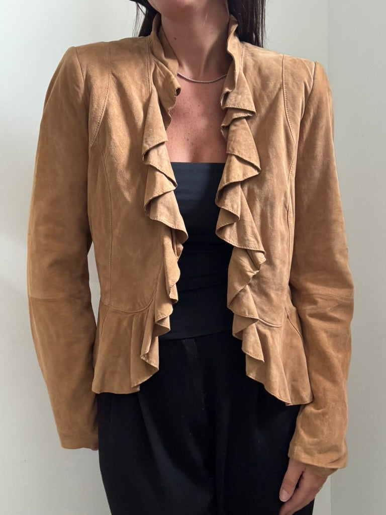 Vintage Suede Ruffle Jacket Size Medium