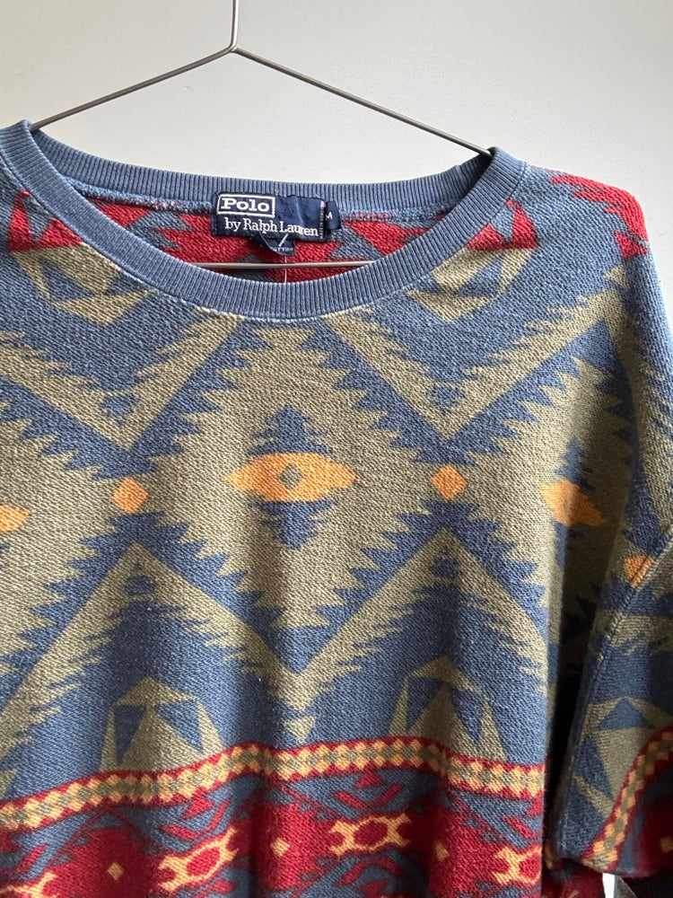 Vintage Polo Ralph Lauren Western Printed Ski Sweater Size Medium