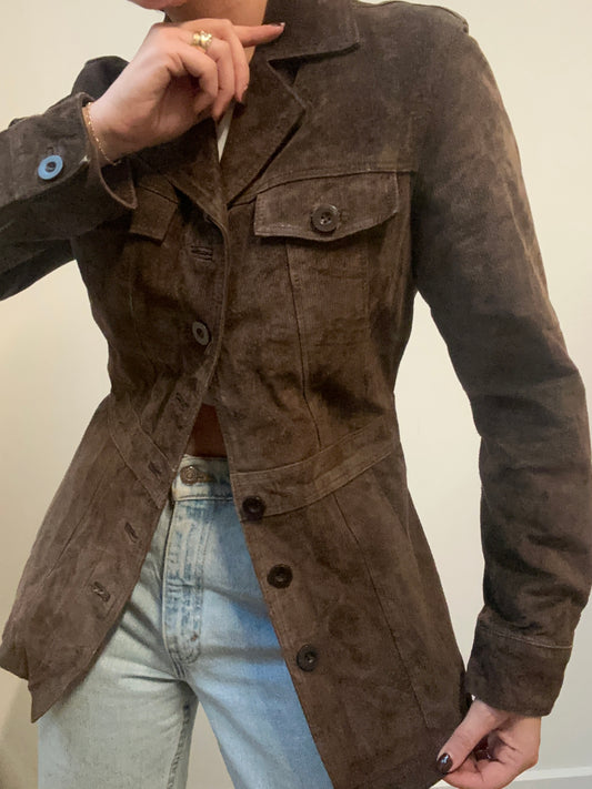 Vintage Brown Leather Suede Jacket Size 4