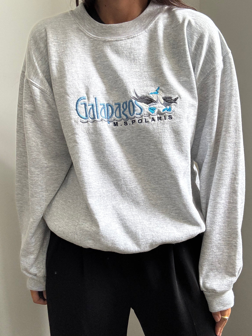 Vintage Heather Gray Galapagos Crewneck Sweater Size Medium