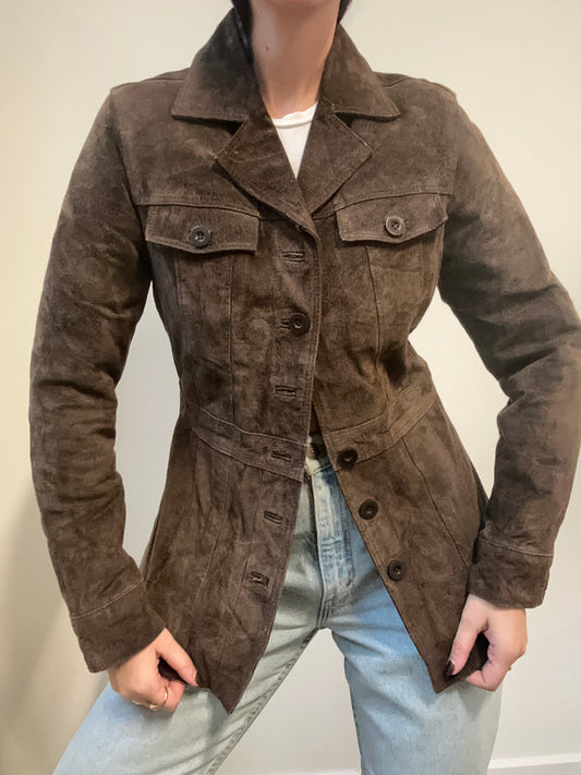 Vintage Brown Leather Suede Jacket Size 4