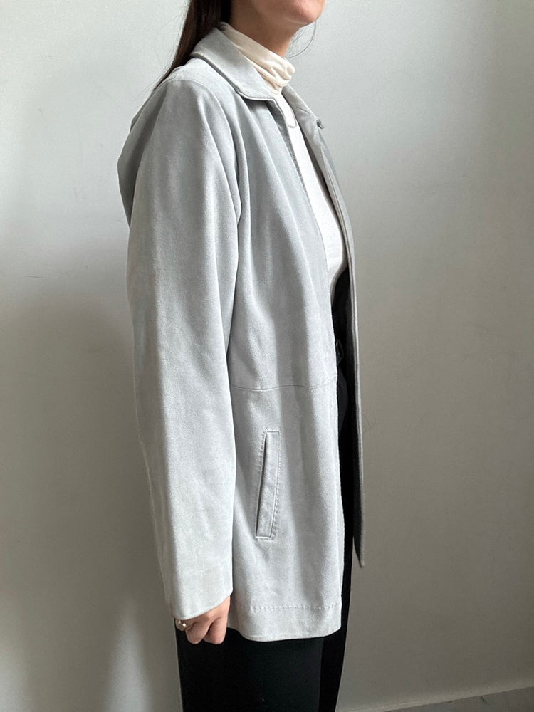 Vintage Ash Grey Suede Open Jacket Size Medium