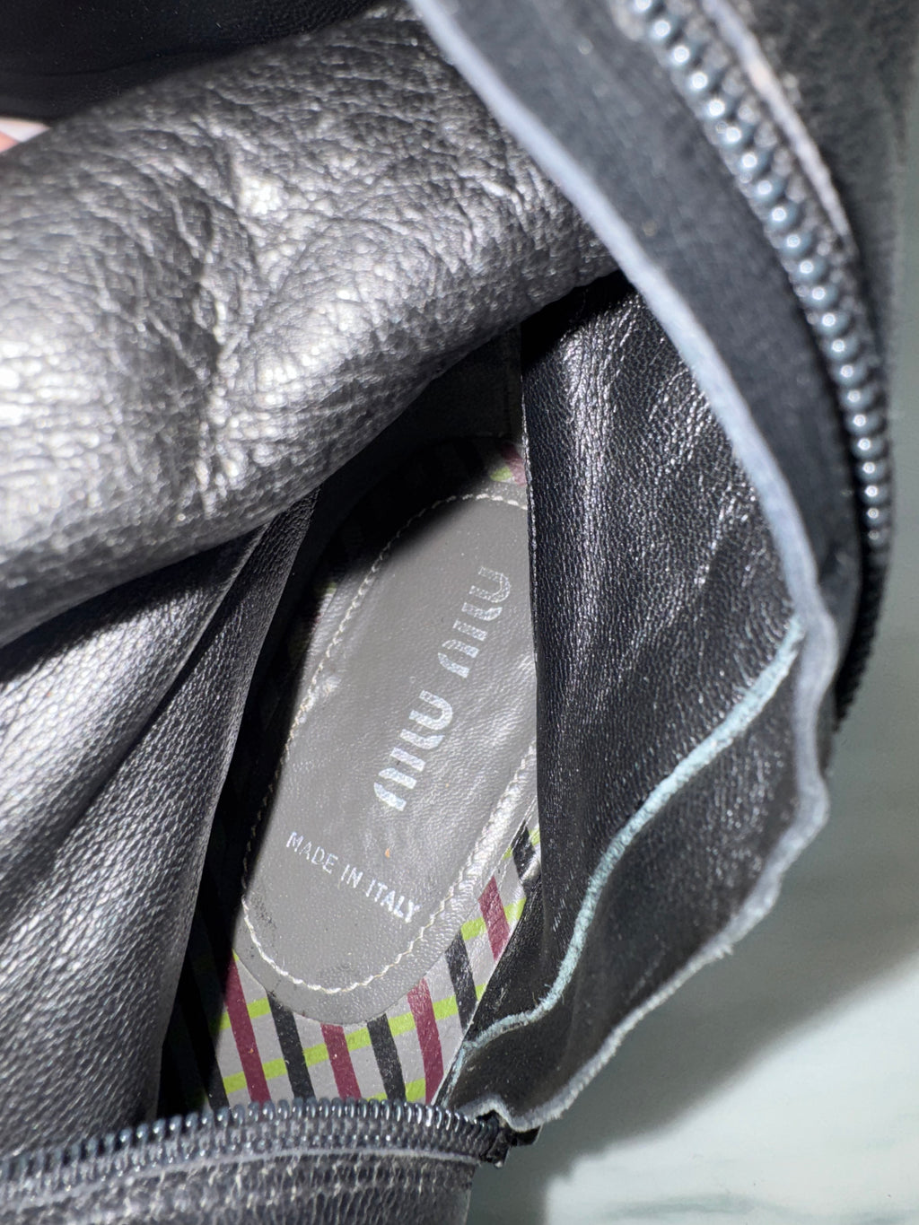 Vintage Miu Miu Knee-High Black Leather Heeled-Boot Size 6