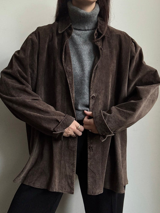 Vintage Brown Suede Button Up Size Medium
