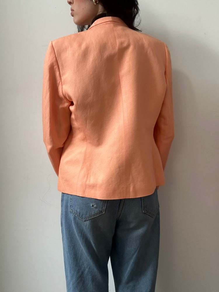 Vintage Pastel Linen Fitted Blazer Size Large