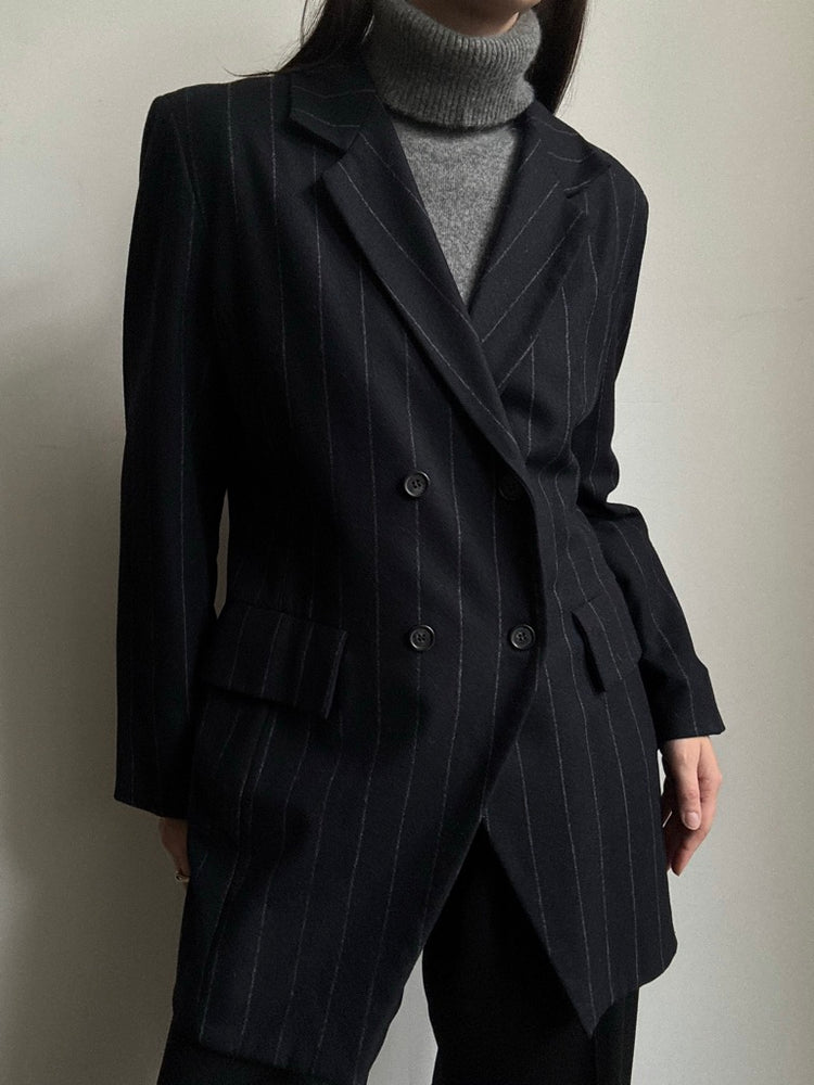 Vintage Black + White French Striped Blazer Size Medium