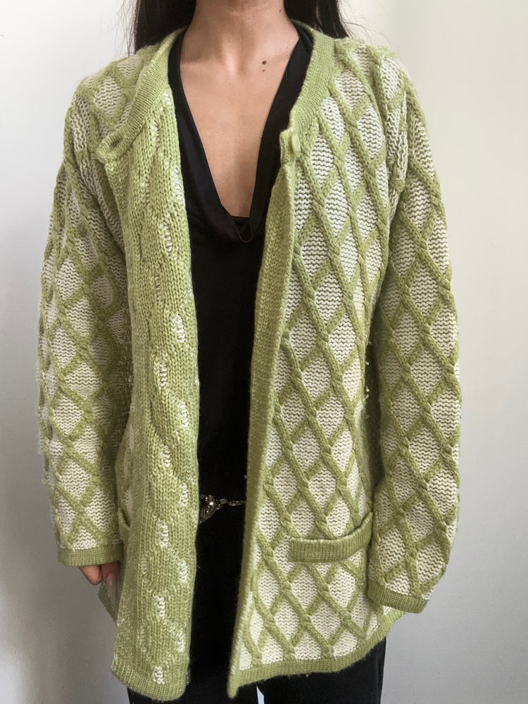 Vintage Irish Green and White Sweater Size Large