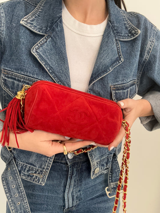 Vintage Chanel Red Tassel Clutch