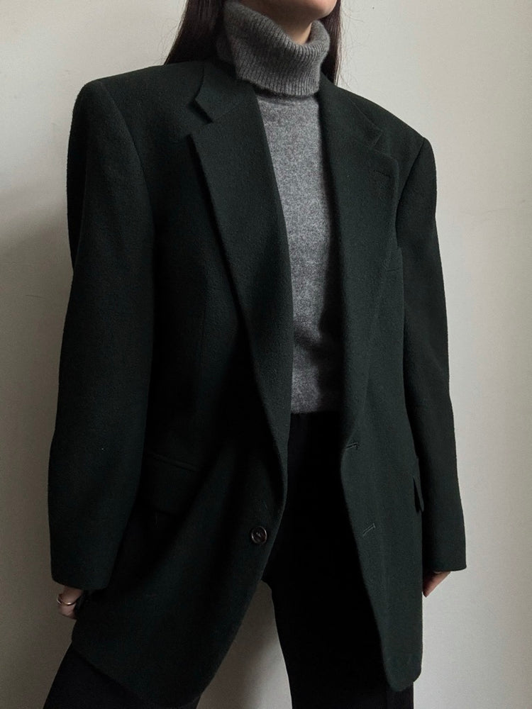 Vintage Camel Hair Dark Green Blazer Size Large