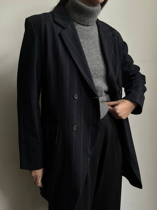 Vintage Black + White French Striped Blazer Size Medium