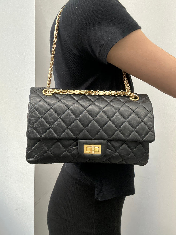 Chanel Black Quilted Calfskin Leather Reissue 225 Flap Bag