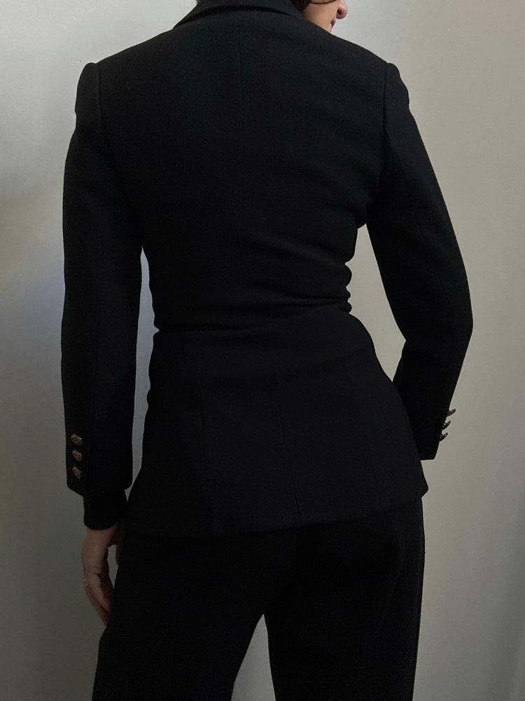 Vintage Verigo Paris Wool Black Zipped Jacket Size Small