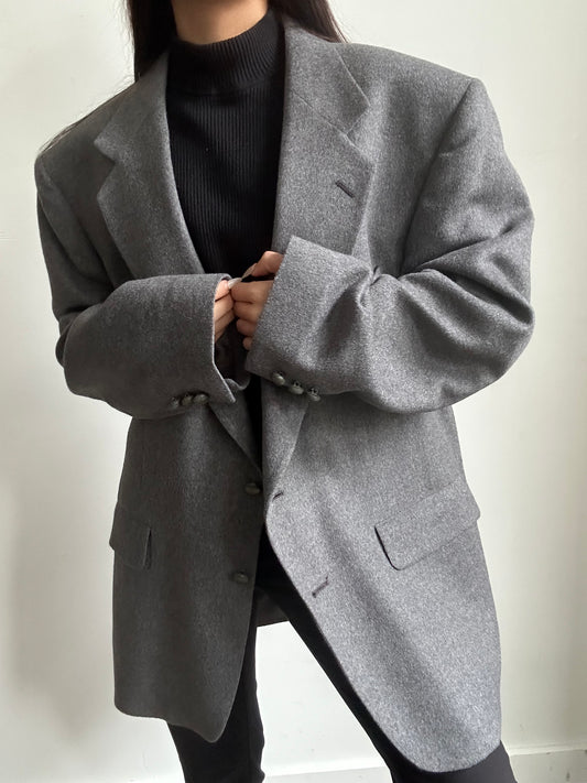 Vintage Dark Grey Pure Camel Hair Blazer Size Large