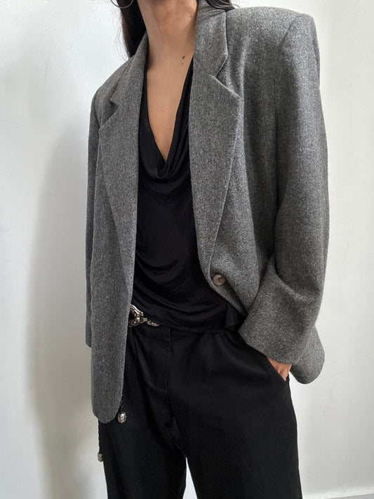 Vintage Gray Wool Blend Blazer Size Medium
