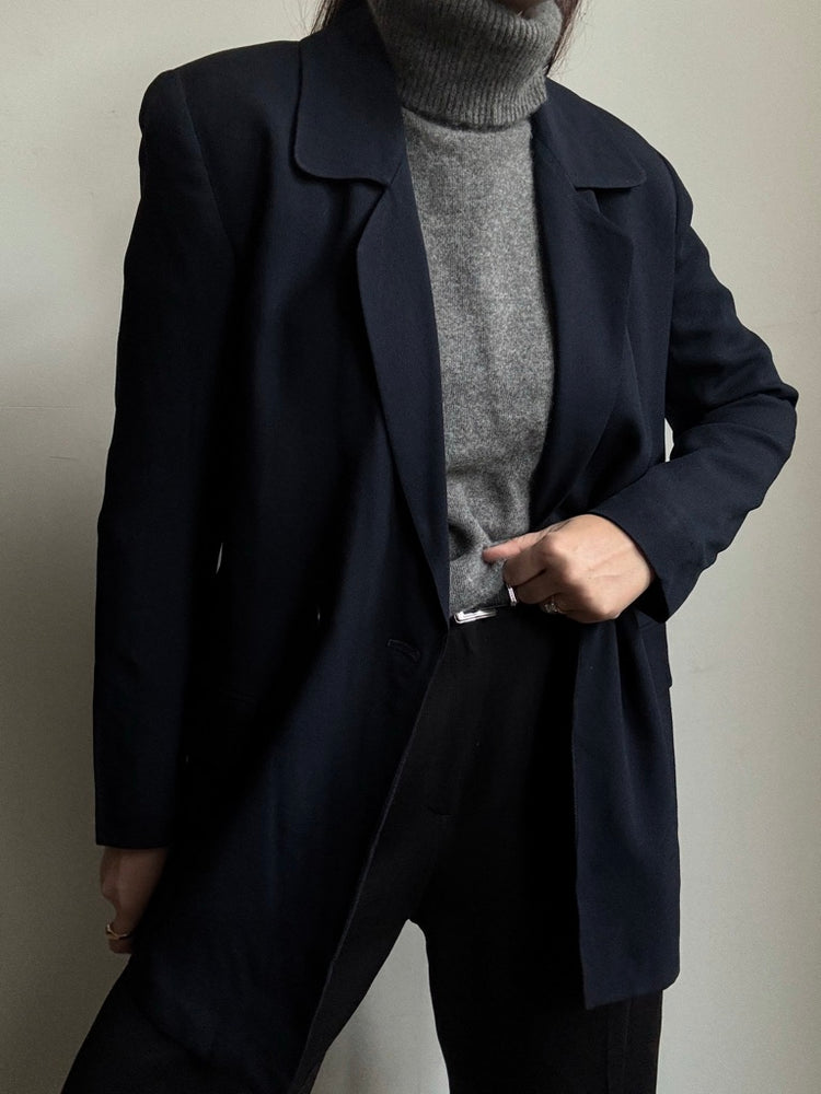 Vintage Navy Blue Belted Blazer Size Medium
