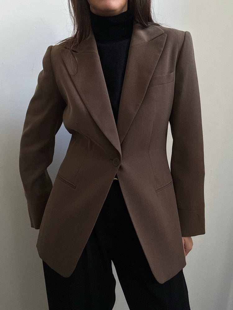 Vintage Fitted Brown Blazer Size Medium