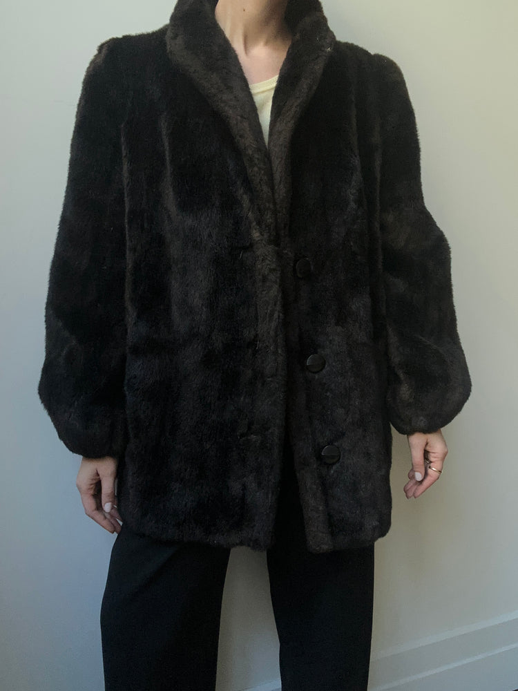 Vintage Brown Faux Fur Jacket Medium