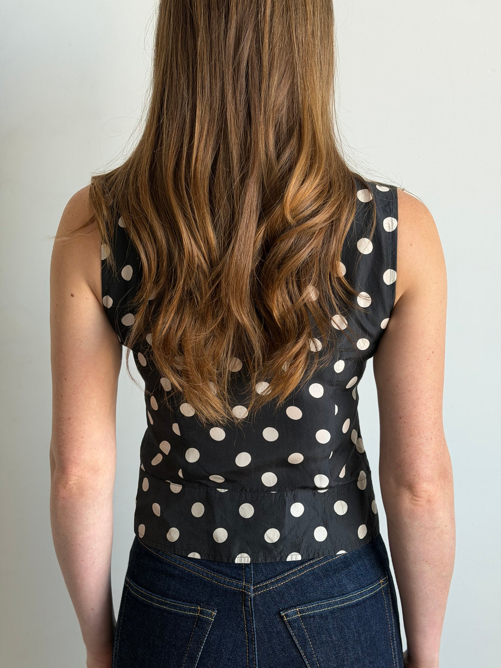 Vintage Polka Dot Silk Buttoned Top Size X-Small