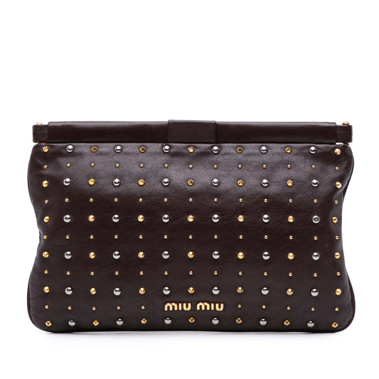 Miu Miu Leather Studded Frame Clutch