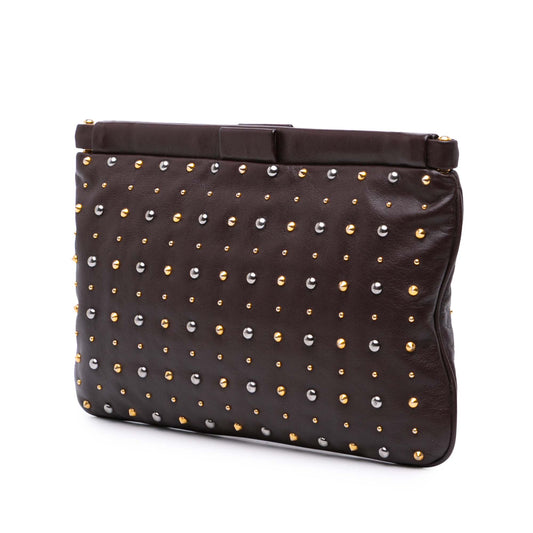 Miu Miu Leather Studded Frame Clutch