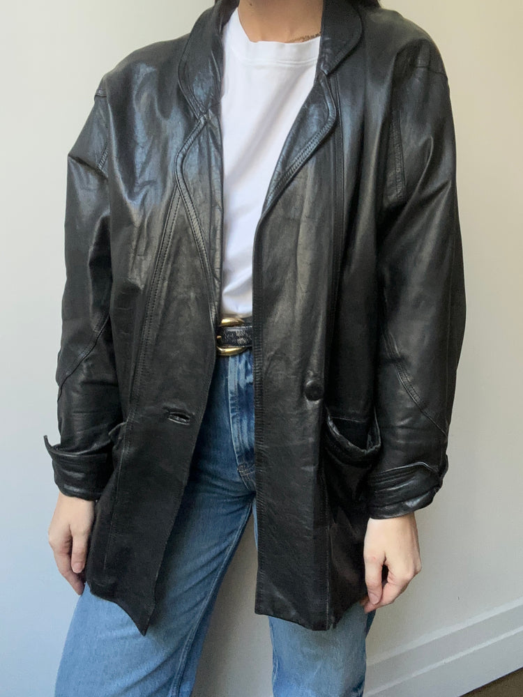 Vintage Black Leather Jacket Size Large