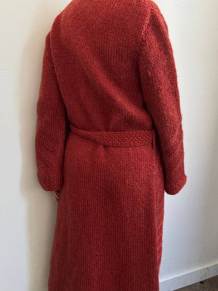 Vintage Rust Double Breasted Belted Long Cardigan Size Medium