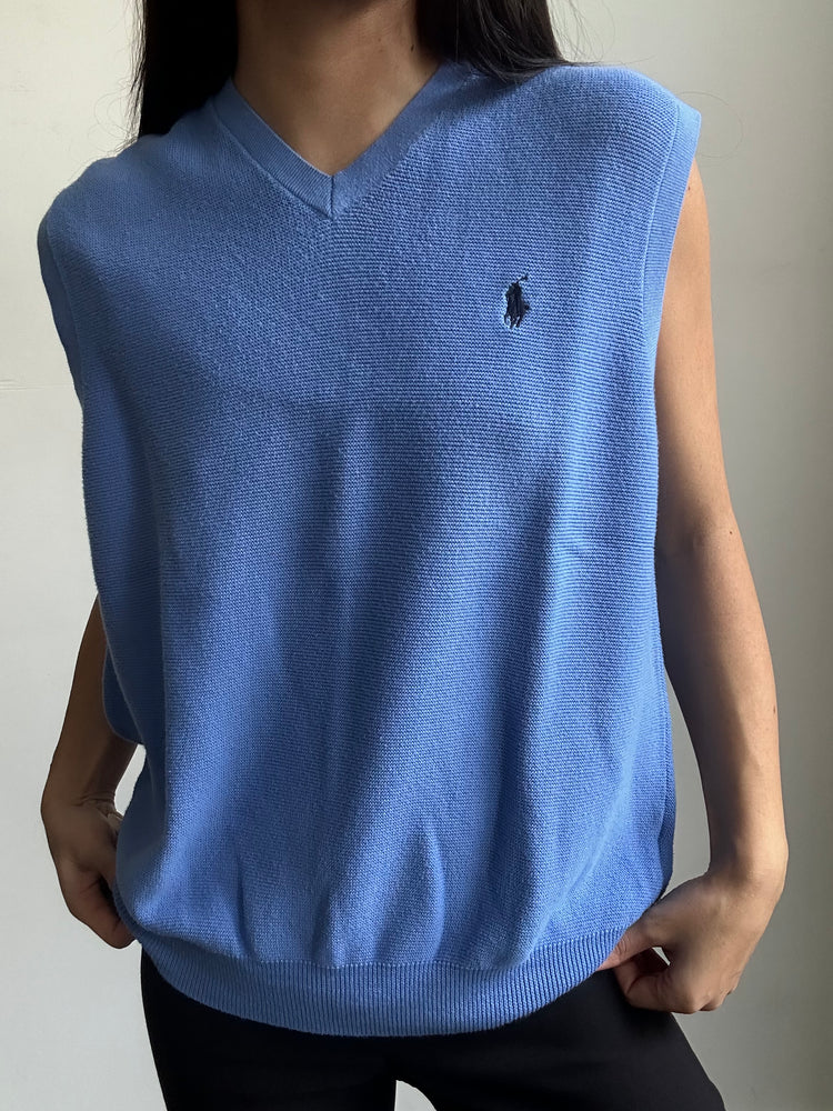 Vintage Polo Ralph Lauren Light Blue Sweater Vest Size Small