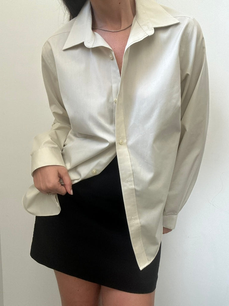 Vintage Tan Women's Button Up SIze Medium